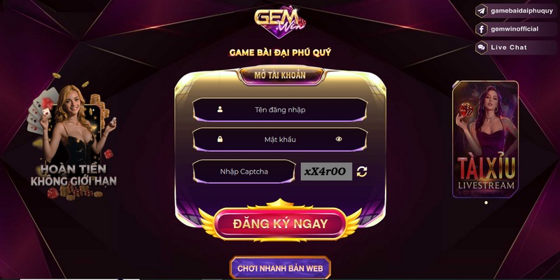 Hướng dẫn đăng ký tài khoản Gemwin chi tiết thao tác trong 30 giây