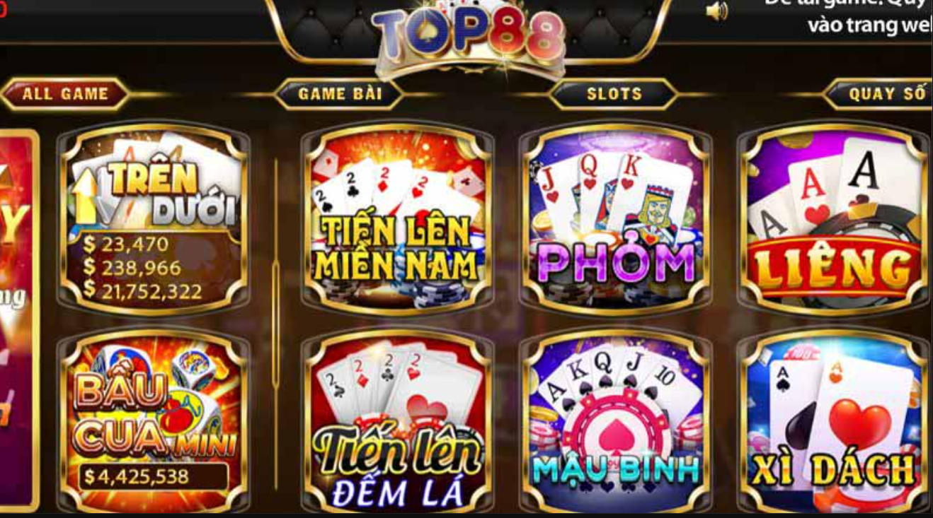 Game bài Top88: Sân chơi đổi thưởng lý tưởng cho mọi người chơi